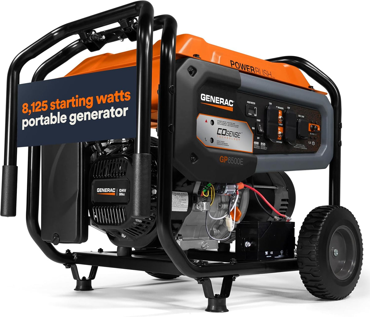 Generac 8,125 Starting Watt Portable Gas Generator – Includes Extension Cord