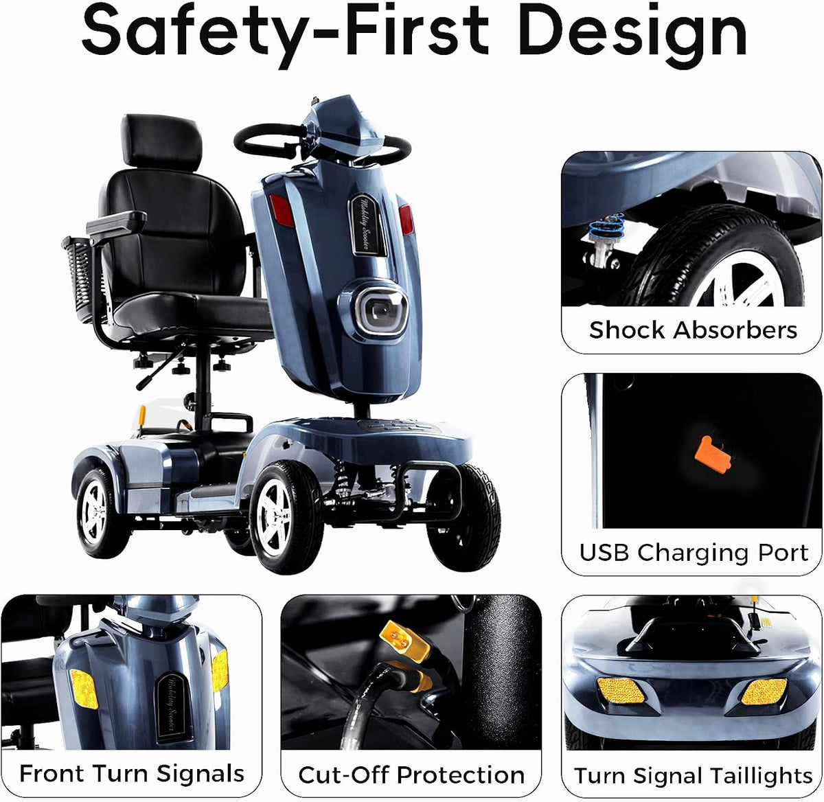 Heavy Duty Electric Mobility Scooter for Adults & Seniors, 16–32 Mile Range, 500–1000W, Off-Road