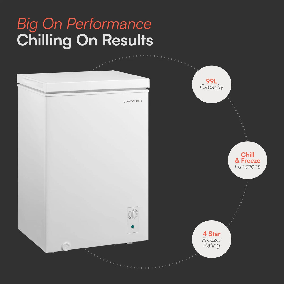 Cookology 99L Freestanding Chest Freezer, White