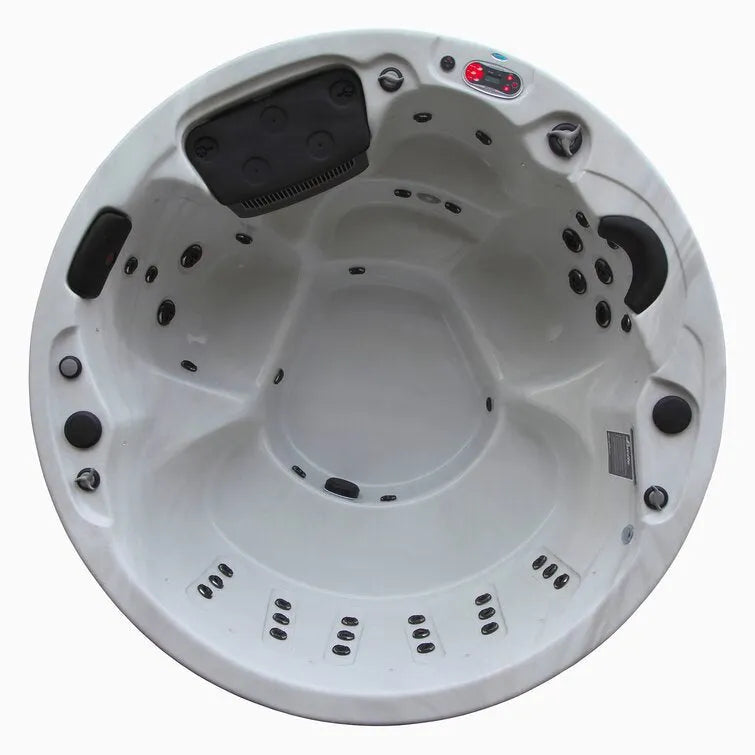 Canadian Spa Co 5 – Person 38 – Jet Acrylic Round Hot Tub with Ozonator and Built-In Speaker in Sterling Silver, Walnut