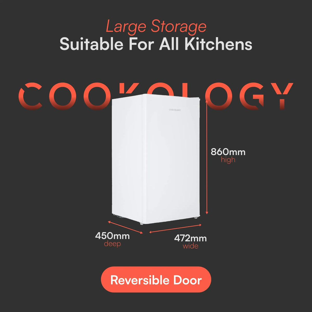 Cookology Freestanding Under Counter Fridge 93L White