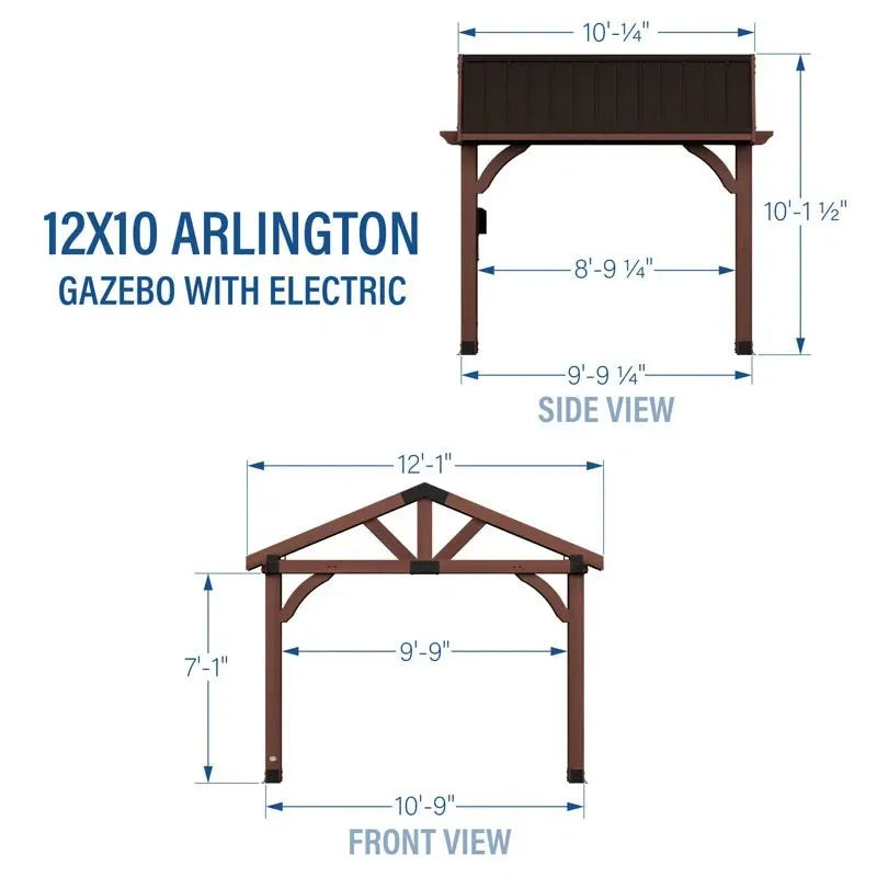 Arlington 12 Ft. W X 10 Ft. D Solid Wood Patio Gazebo