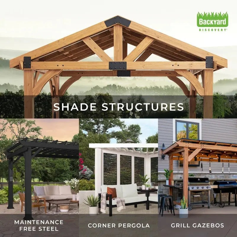 Arlington 12 Ft. W X 10 Ft. D Solid Wood Patio Gazebo