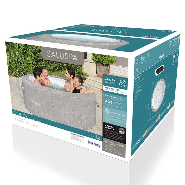 Bestway Zurich SaluSpa 2-4 Person Inflatable Round Hot Tub with 120 AirJets