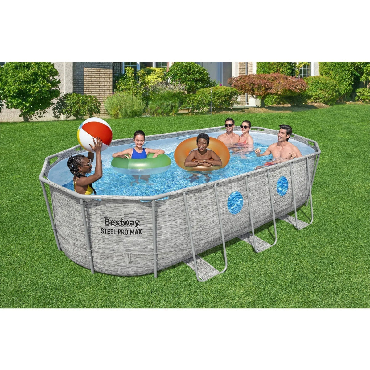 Bestway Power Steel Swim Vista 18′ x 9′ x 48″ Above Ground Swimming Pool Set