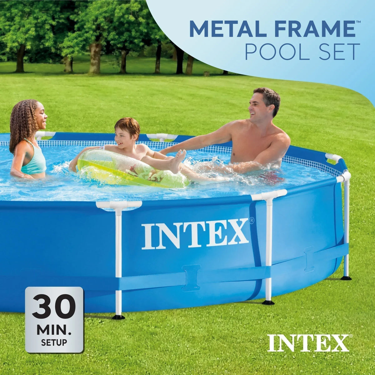 Intex 12′ x 30″ Metal Frame Round Swimming Pool w/ Filter Pump & 13′ Pool Cover