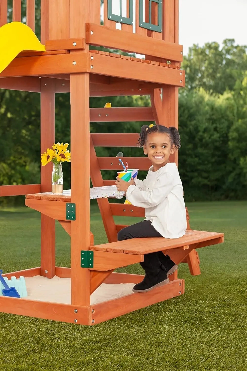 Creative Cedar Designs Cedar Cottage Wooden Swing Set