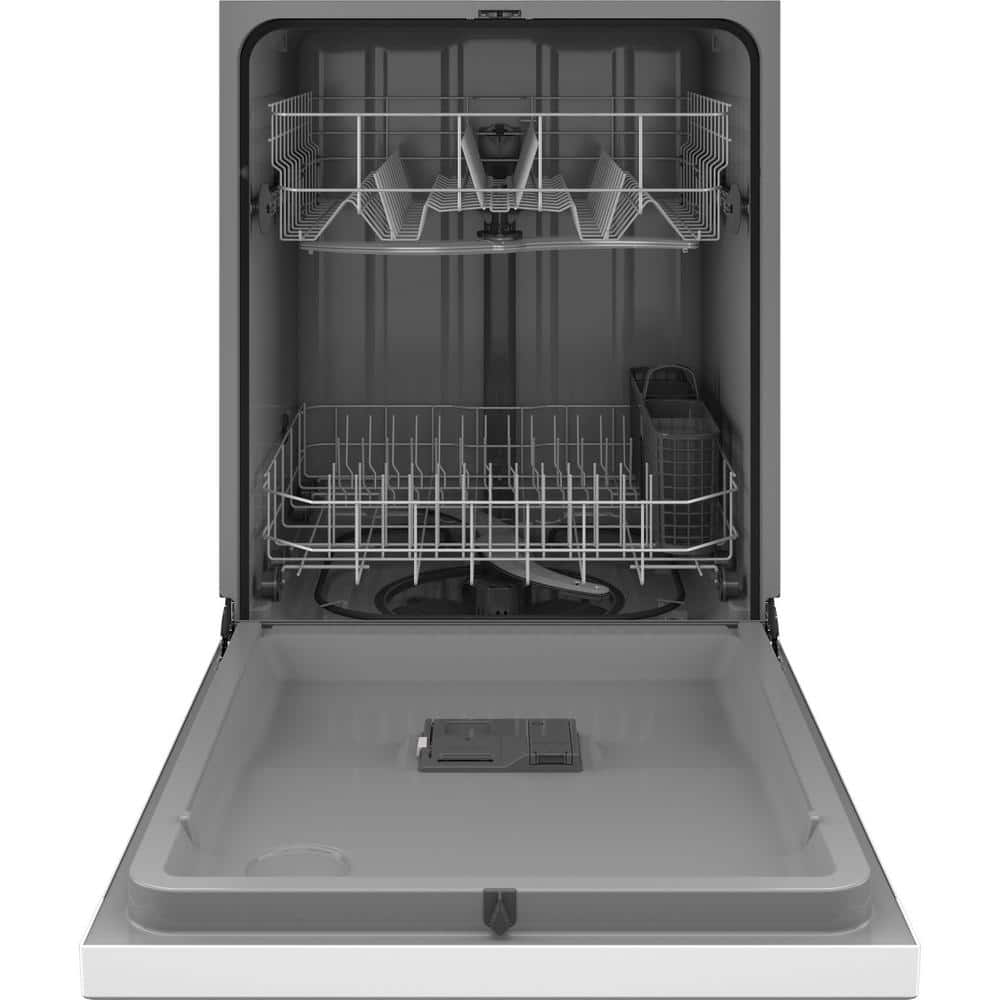 GE 24 in. White Front Control Built-In Tall Tub Dishwasher with 60dBA, ENERGY STAR