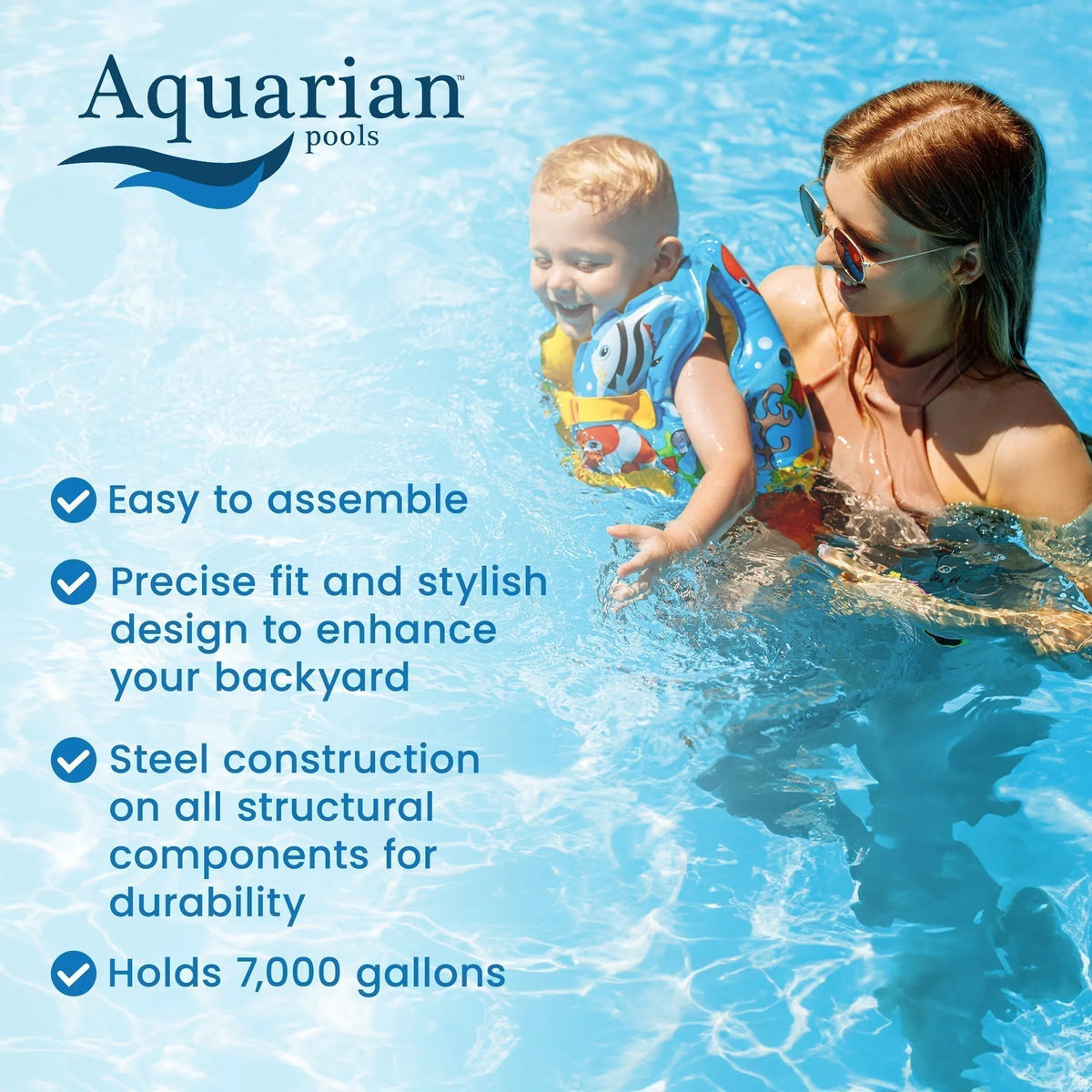 Aquarian Phoenix 21′ x 52″ Steel Frame Above Ground Swimming Pool Kit with Pump