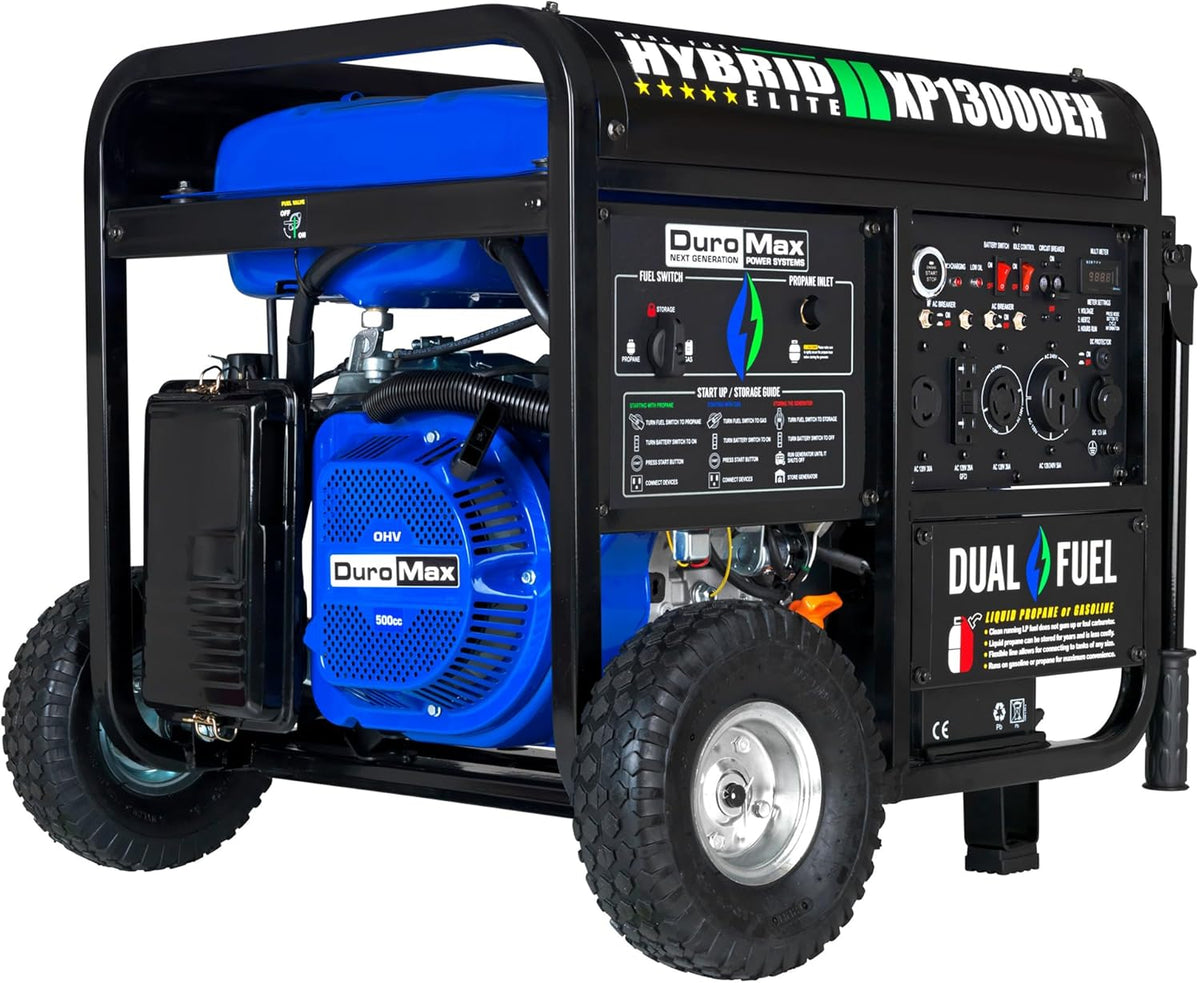DuroMax XP13000EH 13,000-Watt Dual Fuel Portable Generator – Gas & Propane, Electric Start