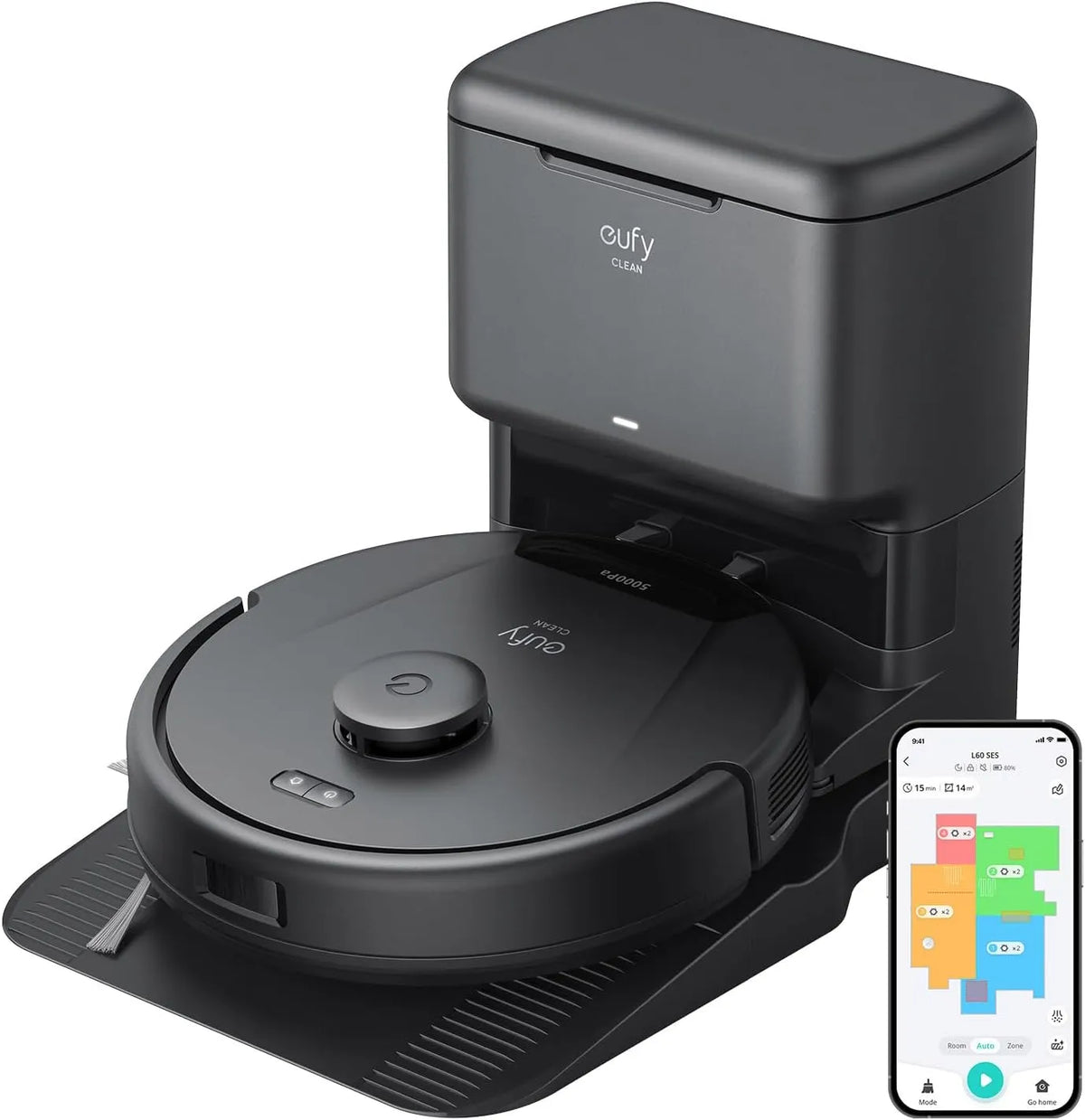 Eufy L60 Robot Vacuum with Self-Empty Station, 5000Pa Suction, Hair & Dust Removal