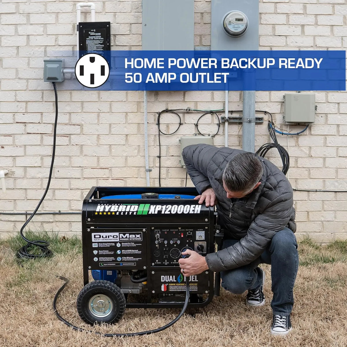 DuroMax XP13000EH Dual Fuel Portable Generator 13000 Watt Gas