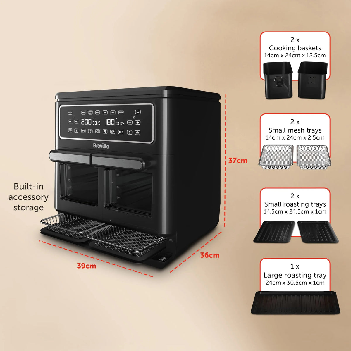 Breville Halo Flexi Dual Air Fryer Oven 11L 2400W