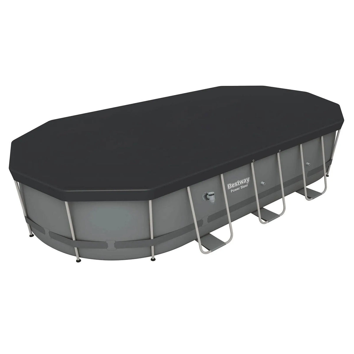 Bestway Power Steel 18′ x 9′ x 48″ Oval Above Ground Outdoor Swimming Pool Set