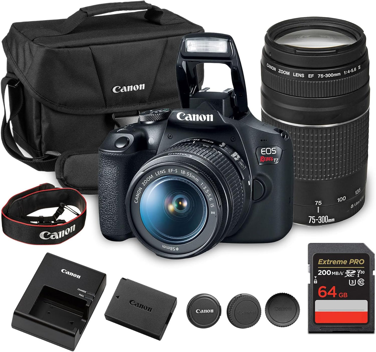 Canon EOS Rebel T7 DSLR Camera with 18-55mm & 75-300mm Lens Kit