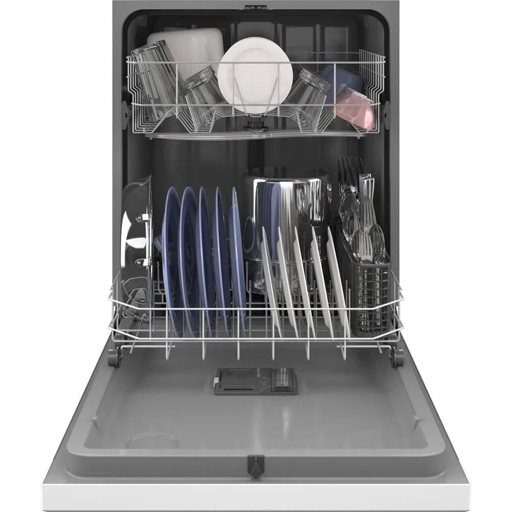 GE 24 in. White Front Control Built-In Tall Tub Dishwasher with 60dBA, ENERGY STAR