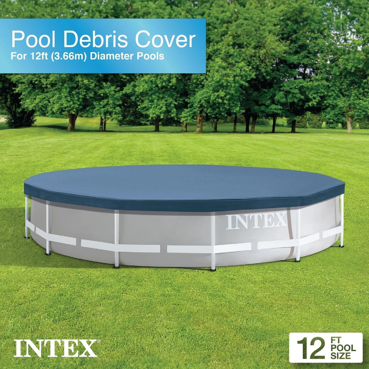 Intex 12’x30″ Swimming Pool w/ Pump, Pool Ladder for 42” Wall, & 12’ Cover