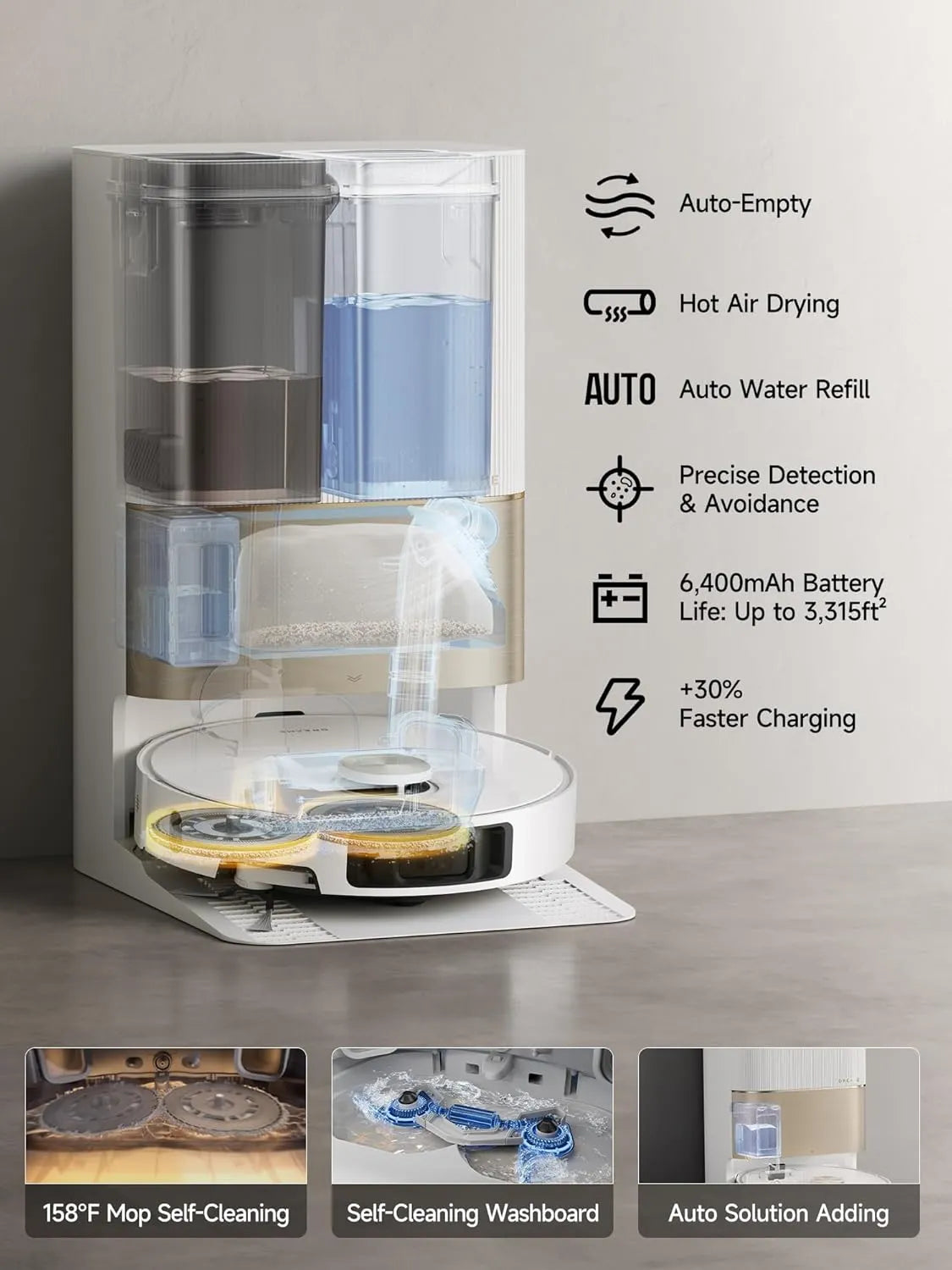 Dreame X40 Ultra Robot Vacuum with 12,000Pa Suction, Liftable Mop, Self-Cleaning & Auto-Empty