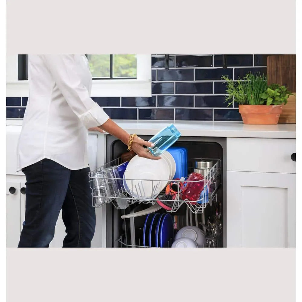GE 24 in. White Front Control Built-In Tall Tub Dishwasher with 60dBA, ENERGY STAR