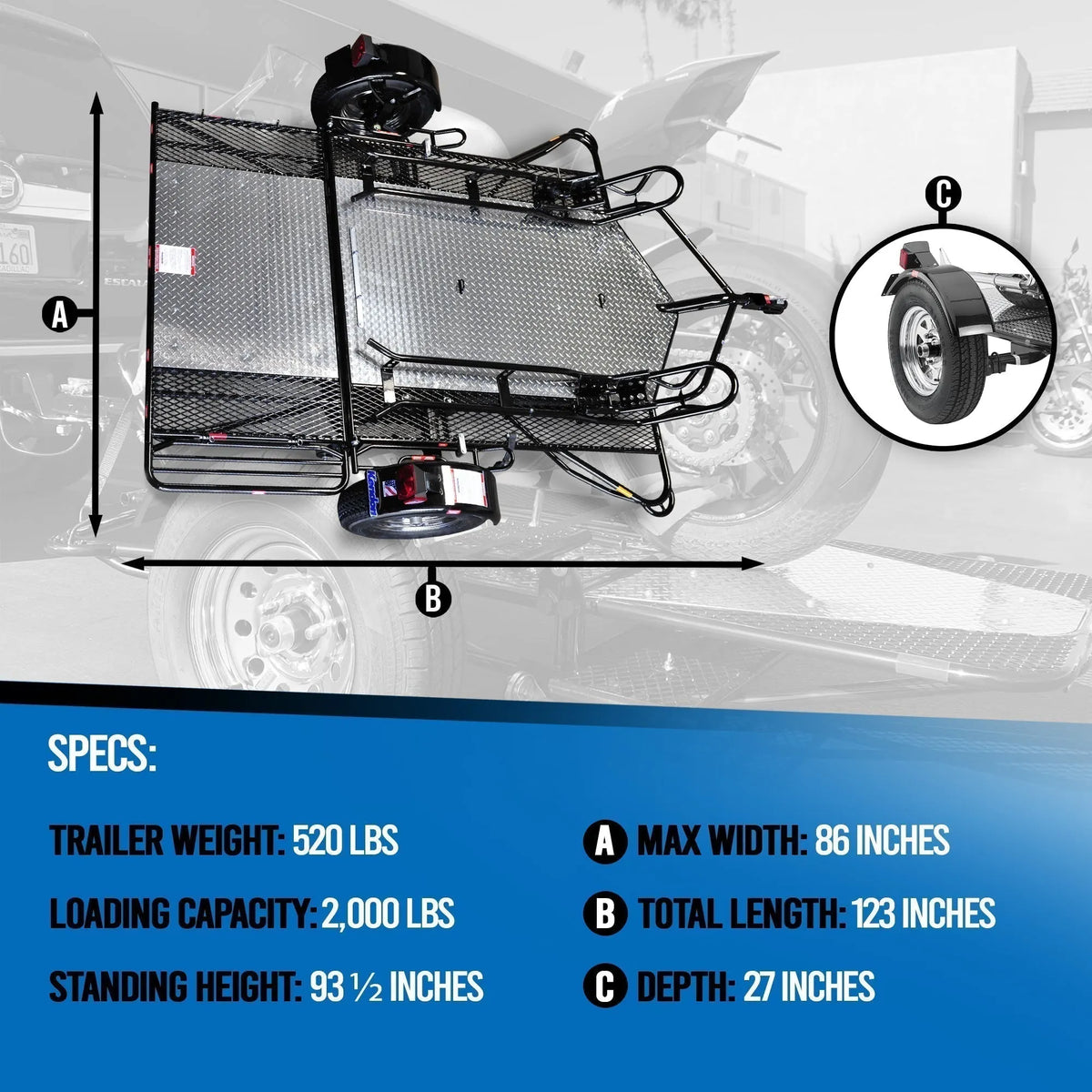 Go! Series Dual Rail Ride-Up Folding Motorcycle Trailer Discounted