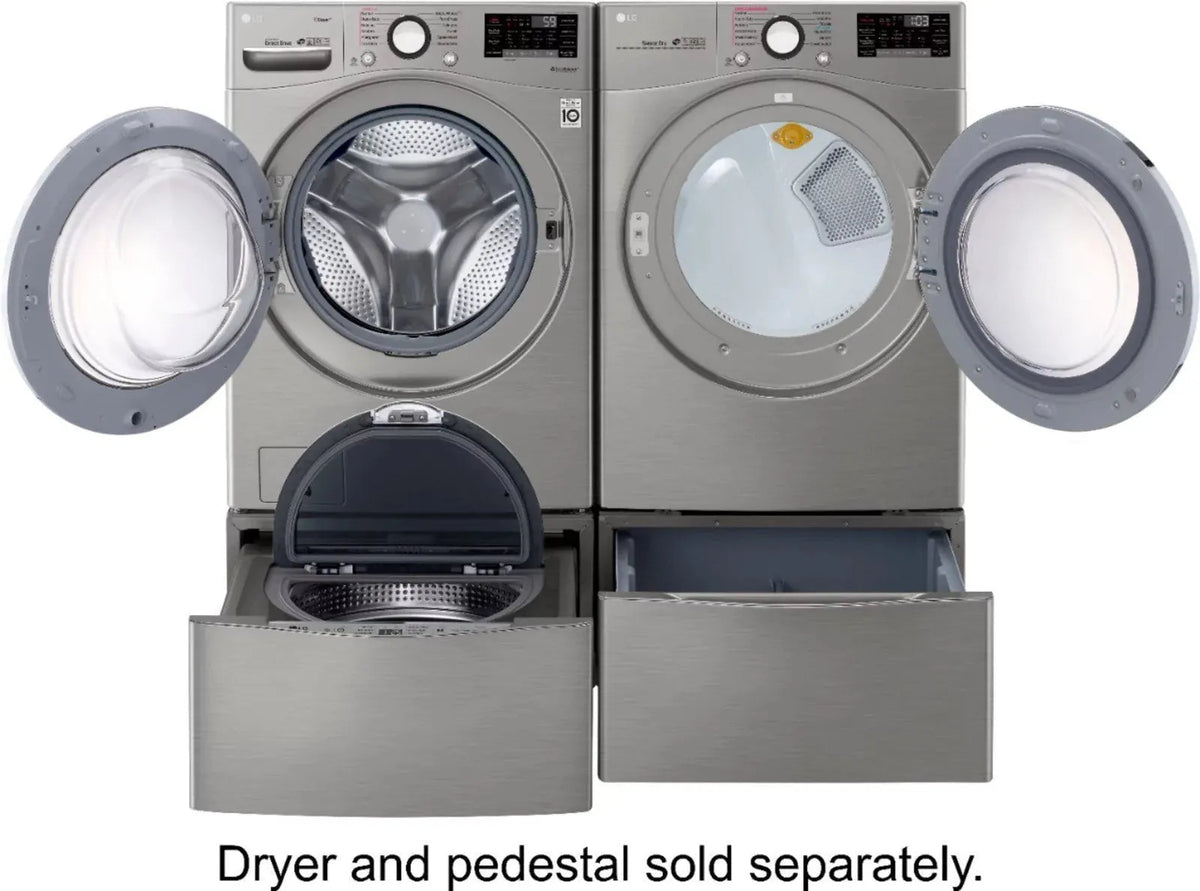 LG – 4.5 Cu. Ft. High-Efficiency Stackable Smart Front Load Washer with Steam and 6Motion Technology – Graphite steel