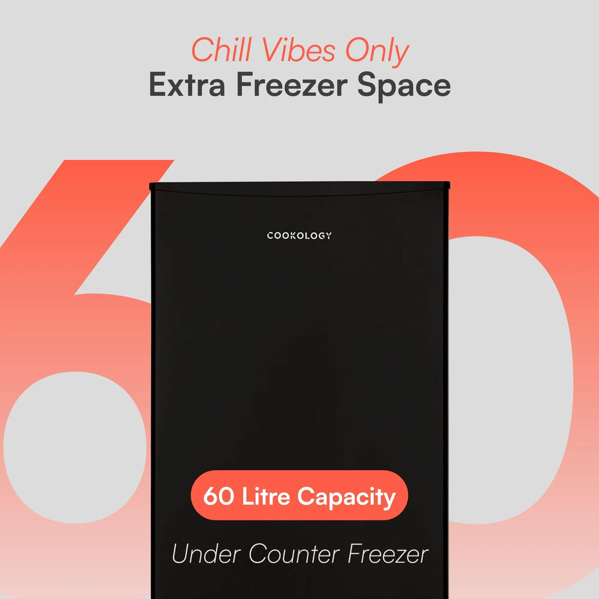 Cookology 60L Under Counter Freezer, Black