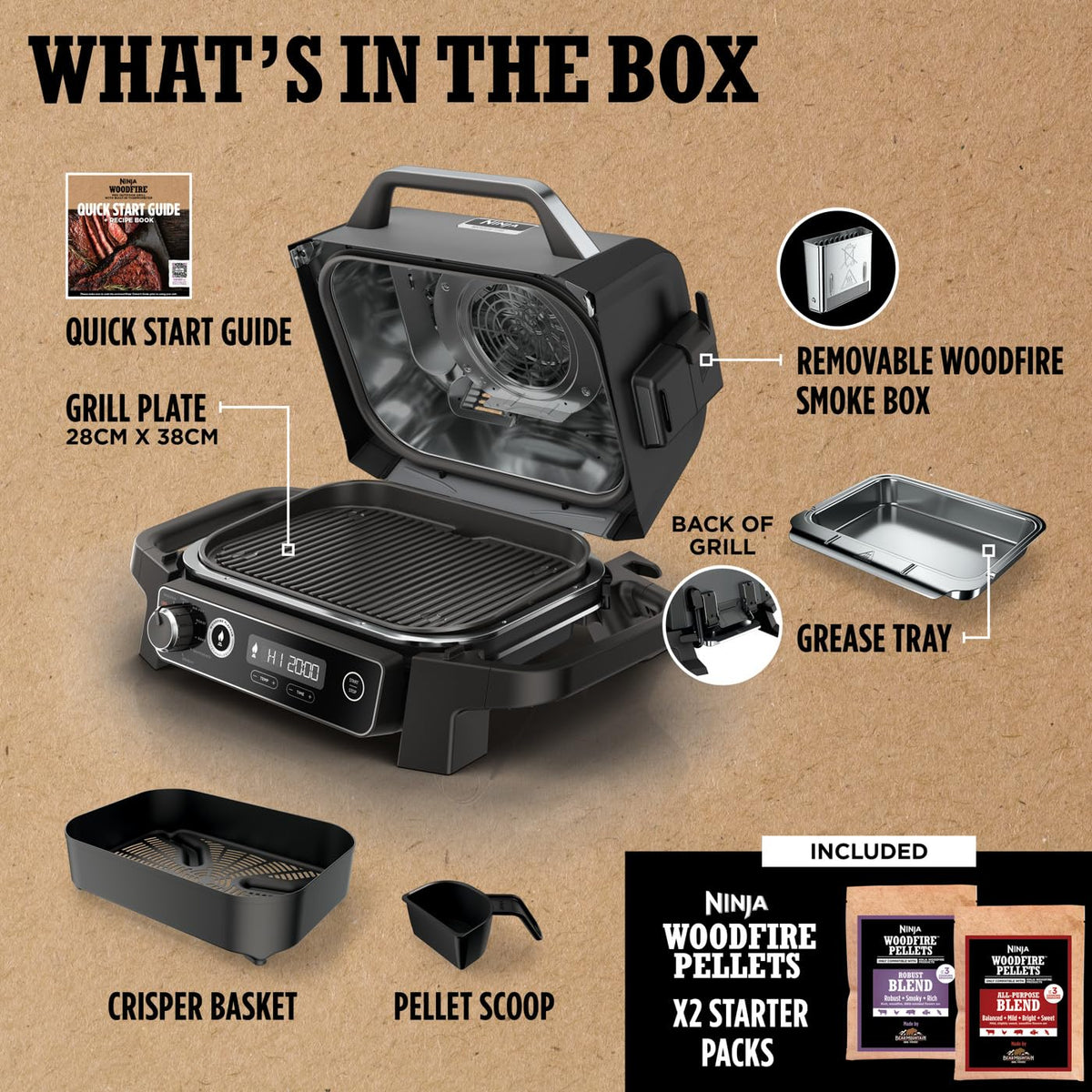 Ninja Woodfire Electric BBQ Grill & Smoker 7-in-1 Outdoor