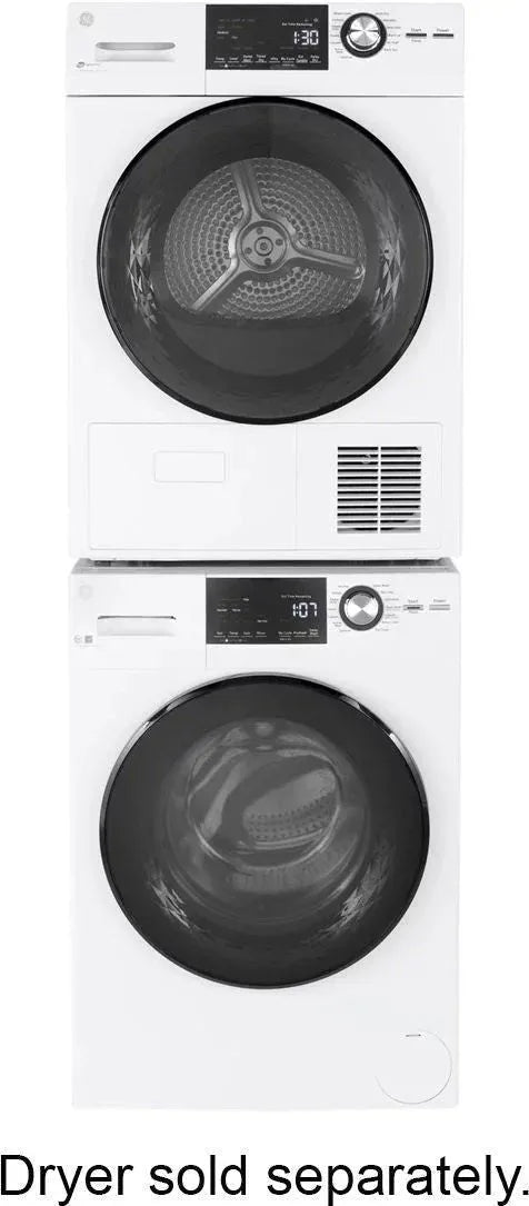 GE – 2.4 Cu. Ft. High Efficiency Stackable Front Load Washer with Steam and Sanitize – White