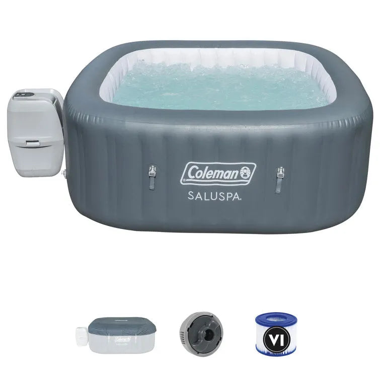 Coleman 6 – Person 114 – Jets Plastic Square Inflatable Hot Tub in Gray