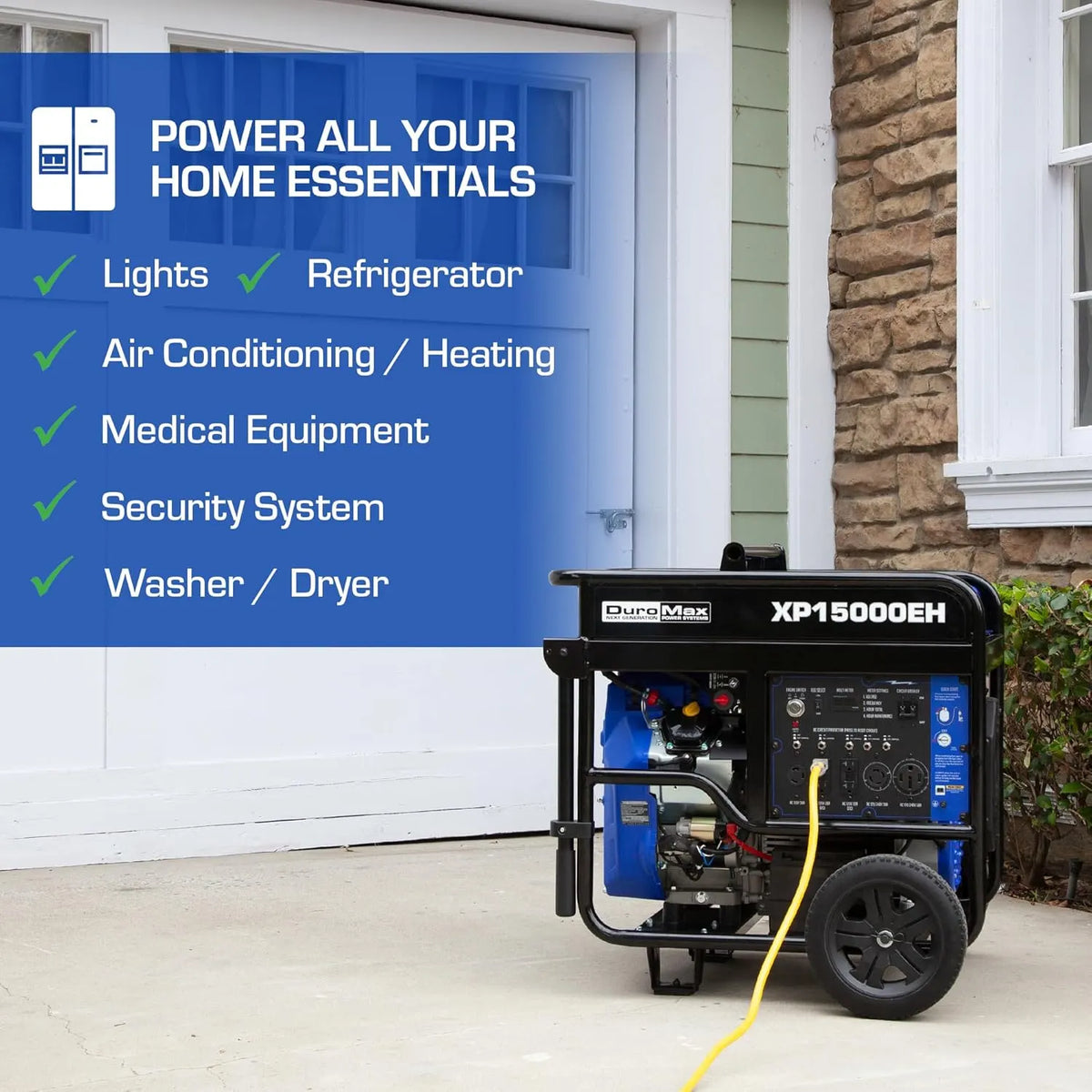 DuroMax XP13000EH Dual Fuel Portable Generator 13000 Watt Gas