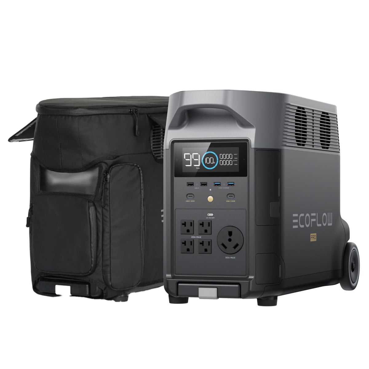 EF ECOFLOW Portable Power Station 3600Wh DELTA Pro, 120V AC Outlets x 5, 3600W, 2.7H Fast Charge, Lifepo4 Power Station