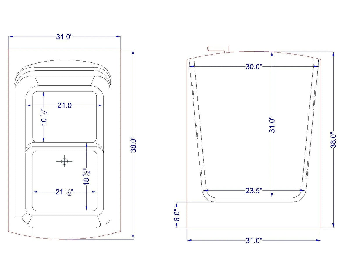 Avora Bath Walk in Right Hand Soaker Tub 38X33X38