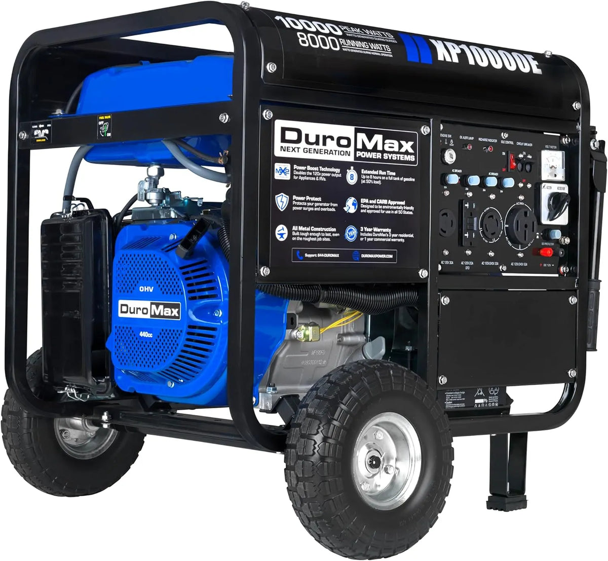 DuroMax XP13000EH 13,000-Watt Dual Fuel Portable Generator – Gas & Propane, Electric Start