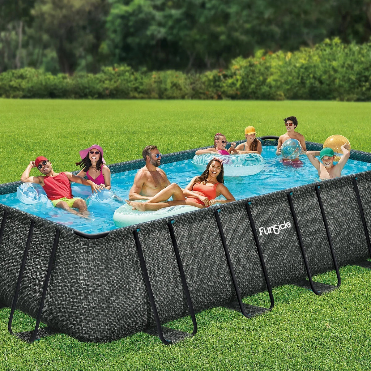 Funsicle 18′ x 9′ x 52″ Oasis Rectangular Swimming Pool Set with 18′ Cover