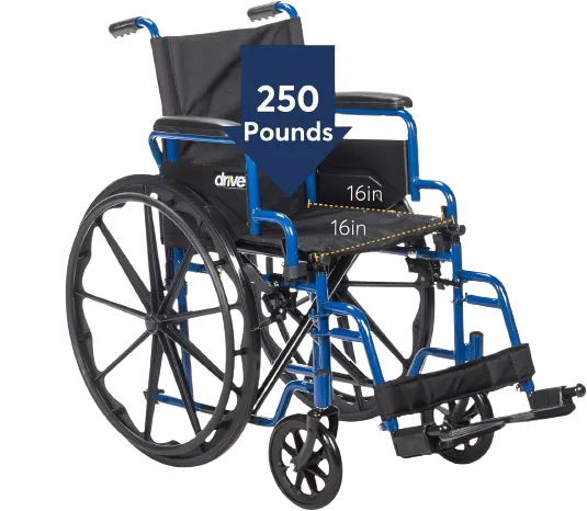 Drive Medical Blue Streak Wheelchair with Flip Back Desk Arms