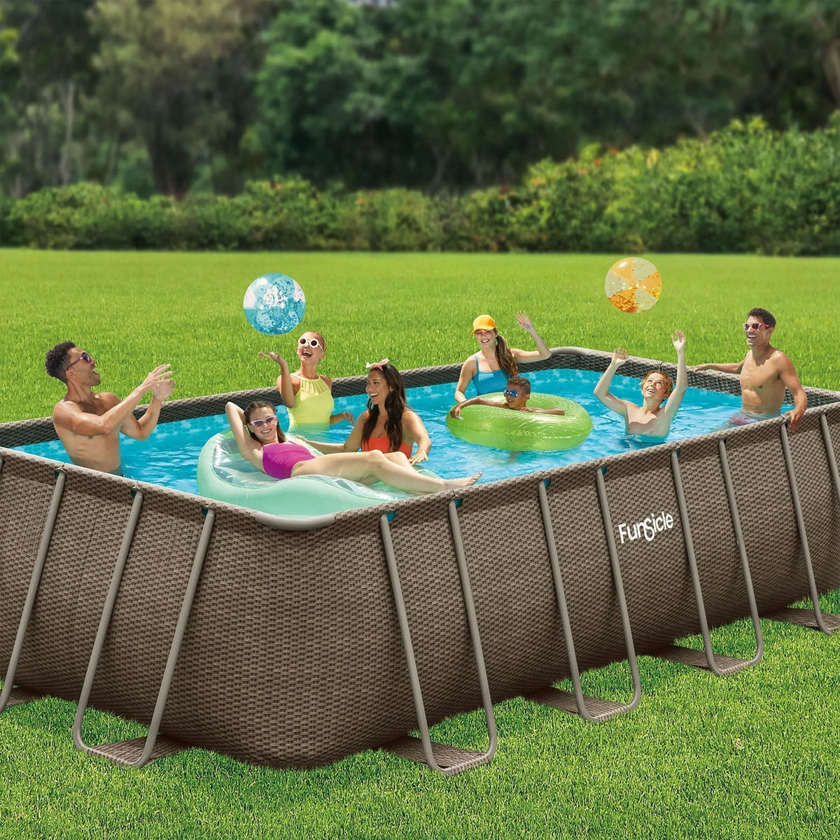Funsicle 18’x9’x52″ Oasis Rectangular Swimming Pool Set with 18′ Cover