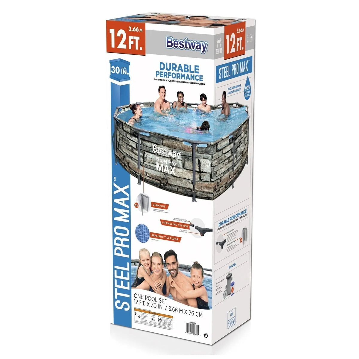 Bestway 12′ x 30″ Steel Pro Max Round Above Ground Swimming Pool