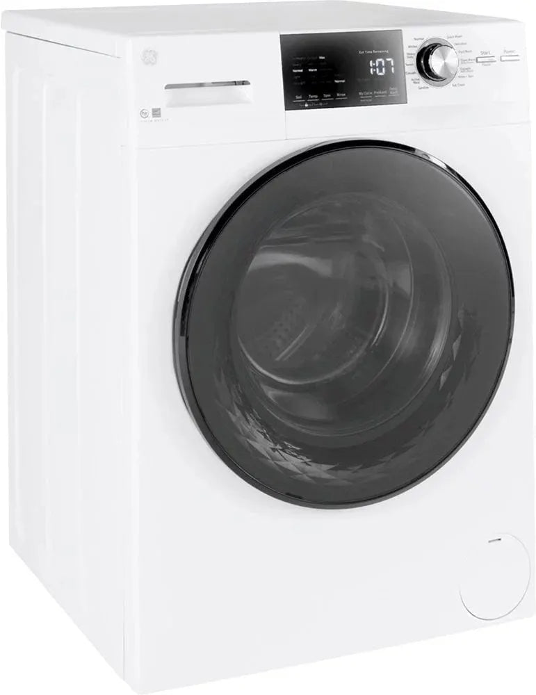 GE – 2.4 Cu. Ft. High Efficiency Stackable Front Load Washer with Steam and Sanitize – White