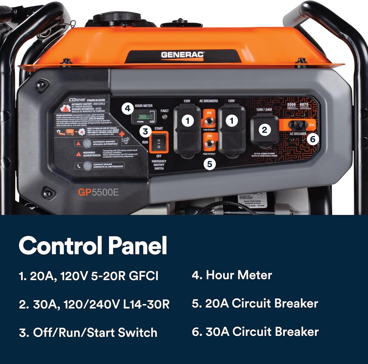 Generac 8,125 Starting Watt Portable Gas Generator – Includes Extension Cord