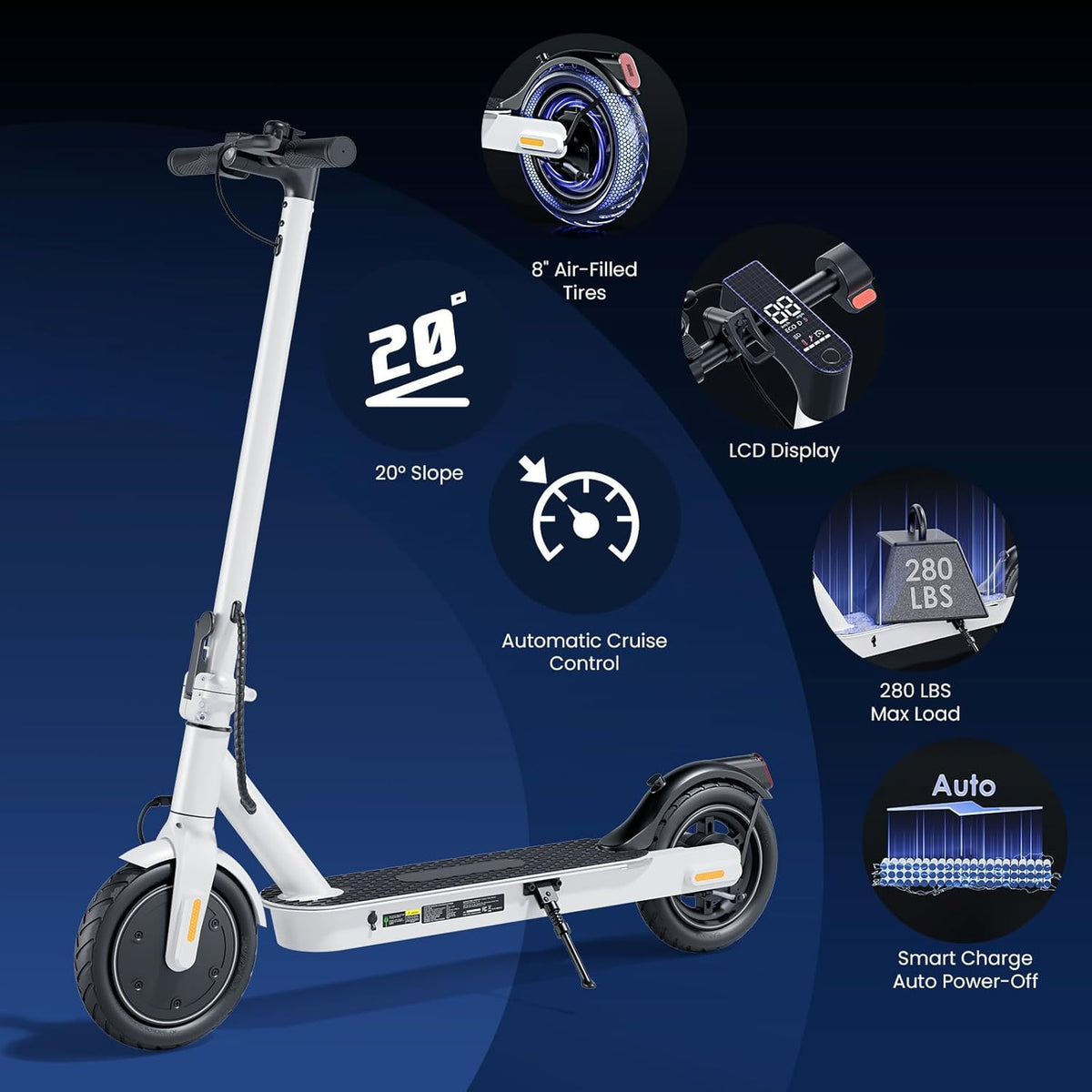 Electric Scooter for Kids & Teens, 500–1000W, 18–25 MPH, 21–28 Mile Range