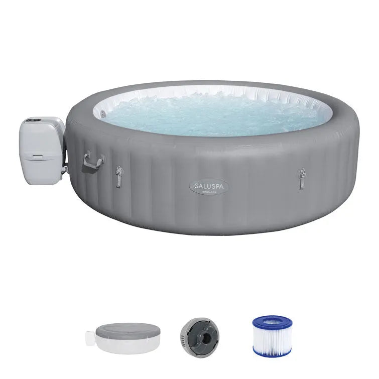 Bestway 8 – Person 190 – Jet Vinyl Round Inflatable Hot Tub in Gray