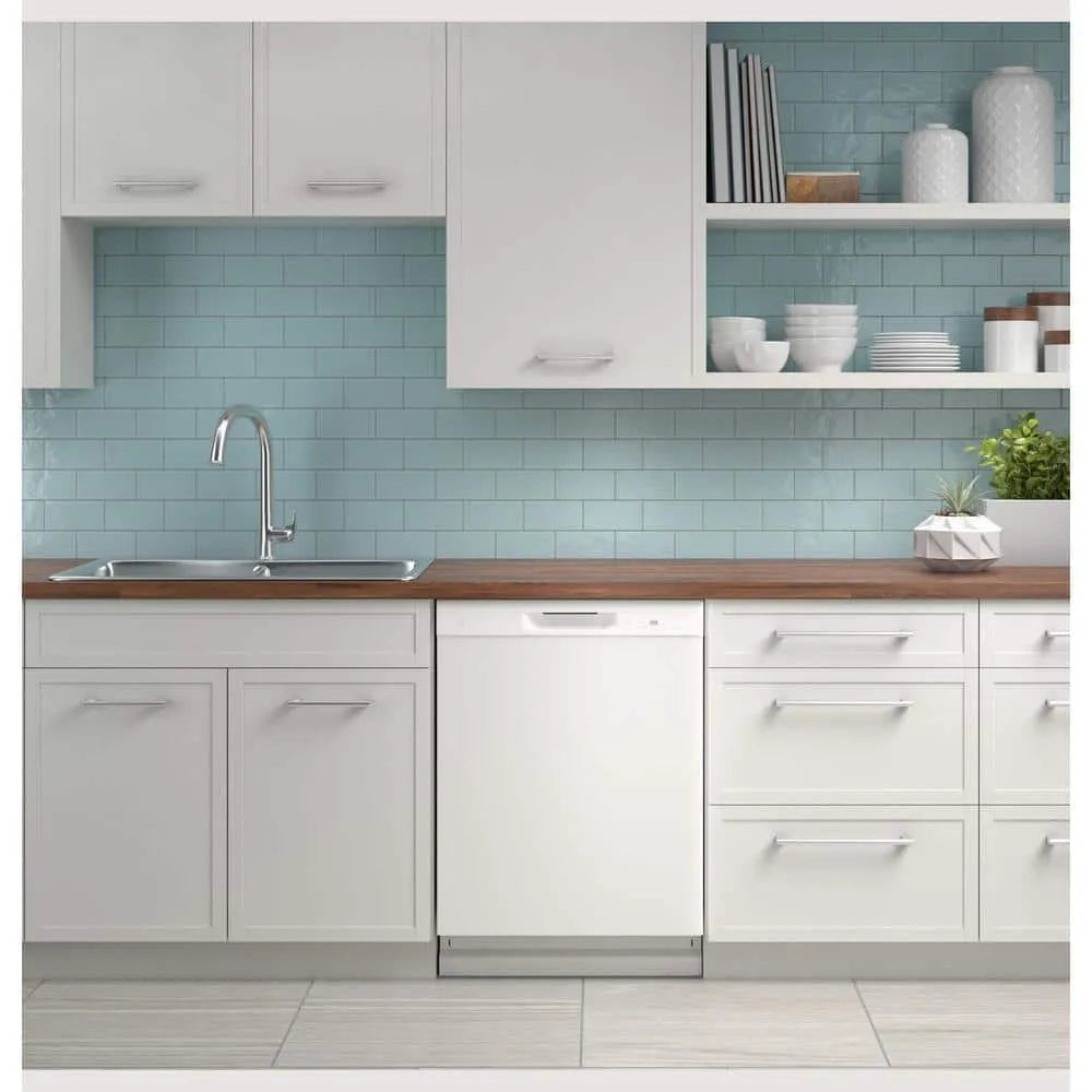 GE 24 in. White Front Control Built-In Tall Tub Dishwasher with 60dBA, ENERGY STAR