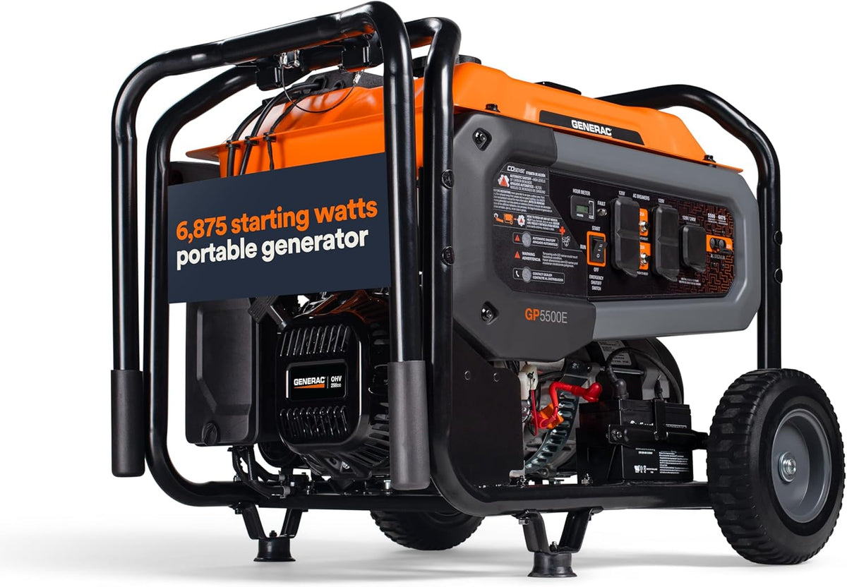 Generac 8,125 Starting Watt Portable Gas Generator – Includes Extension Cord