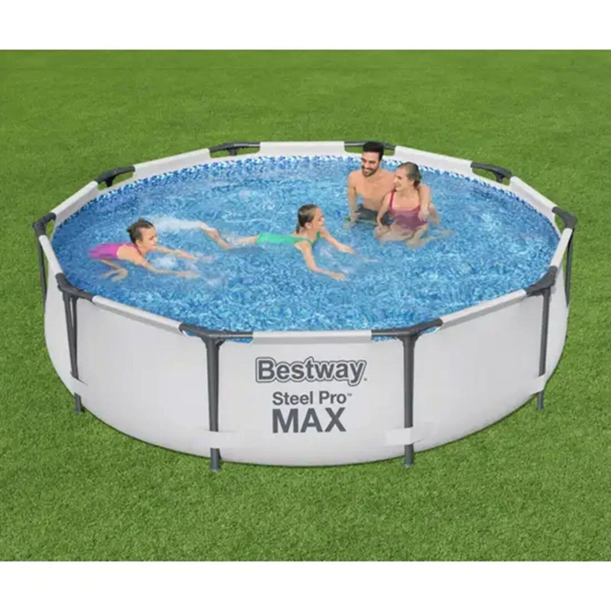 Bestway Steel Pro MAX 10’x30″ Round Above Ground Outdoor Swimming Pool with Pump