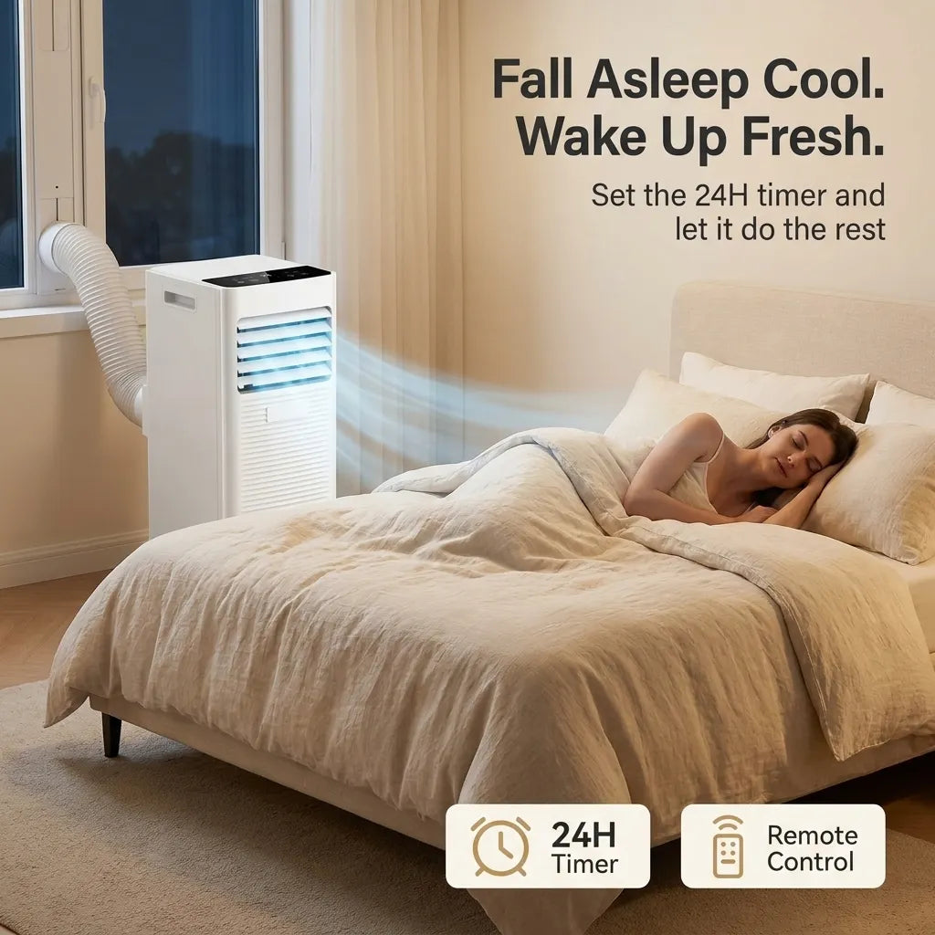 Mobile Air Conditioner - Portable 9000 BTU Air Con Unit with Dehumidifier & 24H Timer