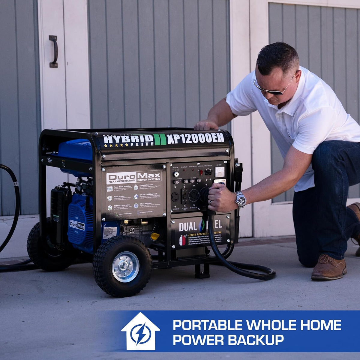 DuroMax XP13000EH 13,000-Watt Dual Fuel Portable Generator – Gas & Propane, Electric Start