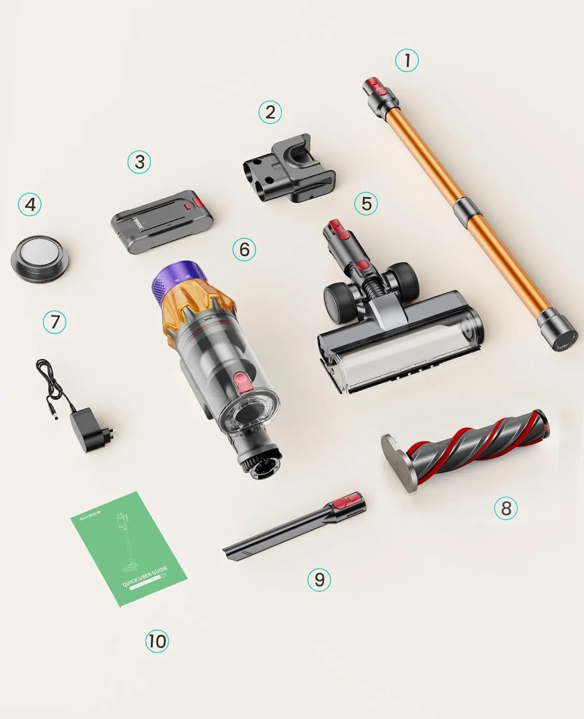 Cordless Vacuum Cleaner, 550W 45KPA 60 Mins Runtime Self-Standing Vacuum