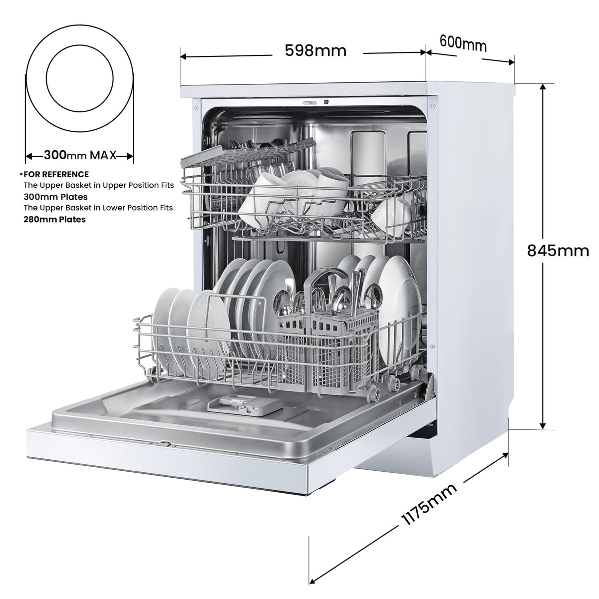 COMFEE' Dishwasher 14 Place Settings 60cm 44dB LED Display