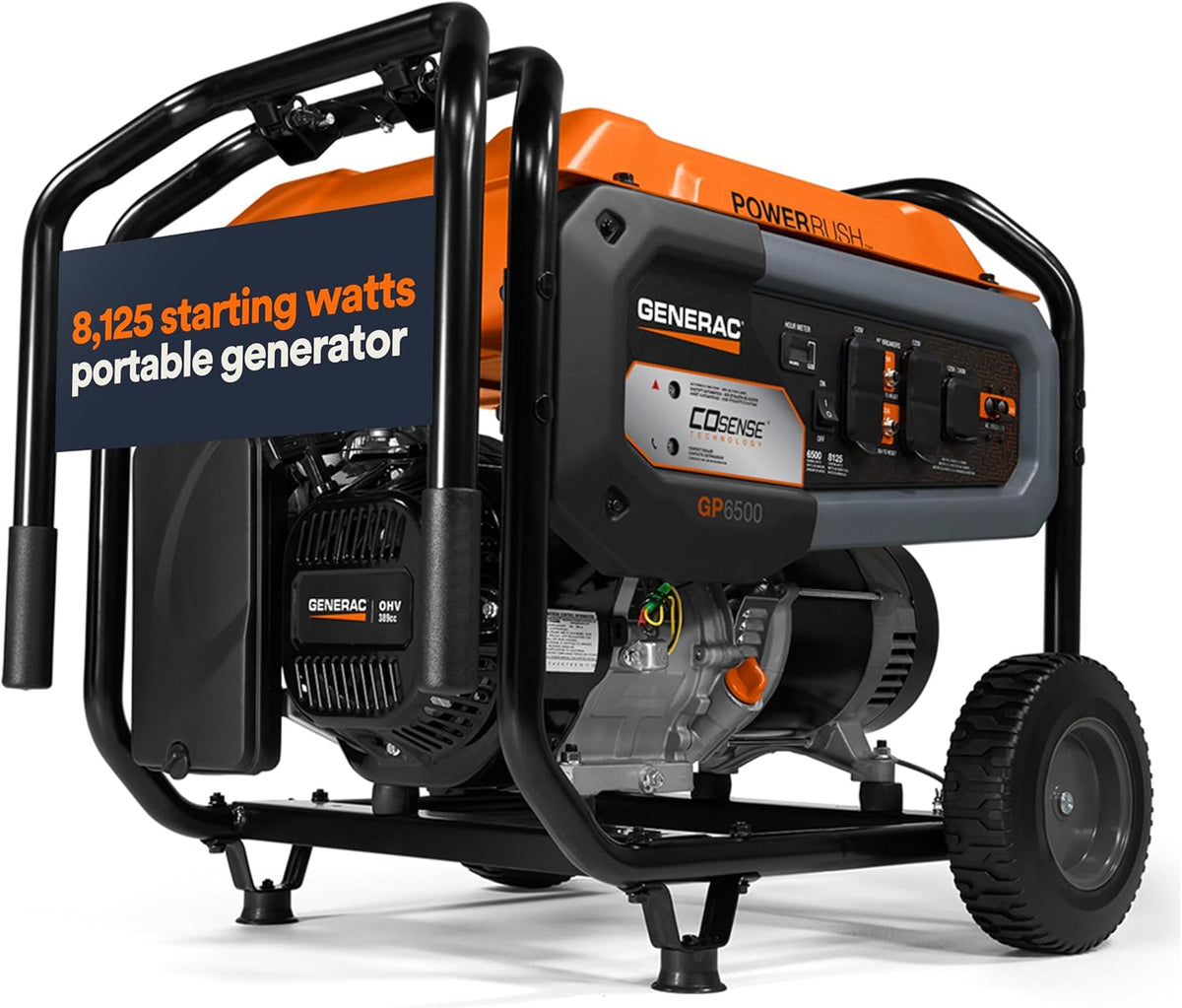 Generac 8,125 Starting Watt Portable Gas Generator – Includes Extension Cord